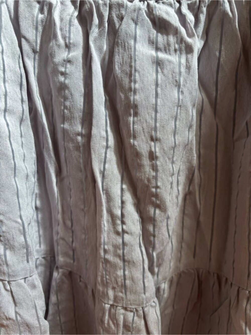 Bluish/Gray Stripped Babydoll Top w/ Square Neck, Size L - Picture 3 of 3
